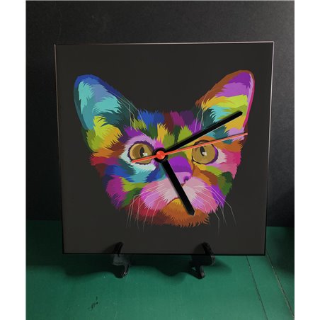 Tech 20cm Ceramic Tile Desk/Wall Clock   -  Cat (41)