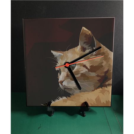 Tech 20cm Ceramic Tile Desk/Wall Clock   -  Cat (43)