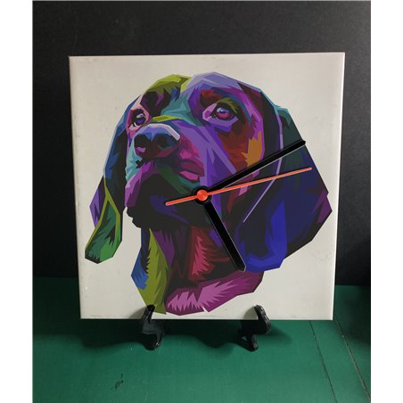 Tech 20cm Ceramic Tile Desk/Wall Clock   -  Dog (8)