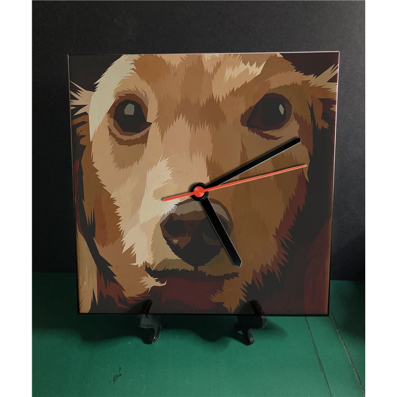 Tech 20cm Ceramic Tile Desk/Wall Clock   -  Dog (64)