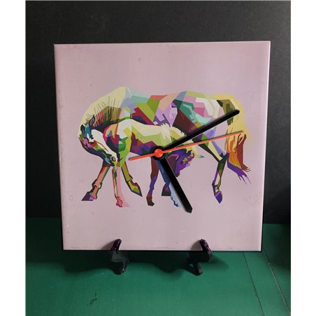 Tech 20cm Ceramic Tile Desk/Wall Clock   -  Horse (1)