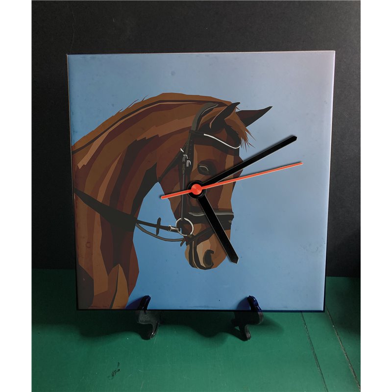Tech 20cm Ceramic Tile Desk/Wall Clock   -  Horse (2)