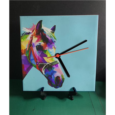Tech 20cm Ceramic Tile Desk/Wall Clock   -  Horse (3)