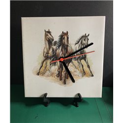 Tech 20cm Ceramic Tile Desk/Wall Clock   -  Horse (4)