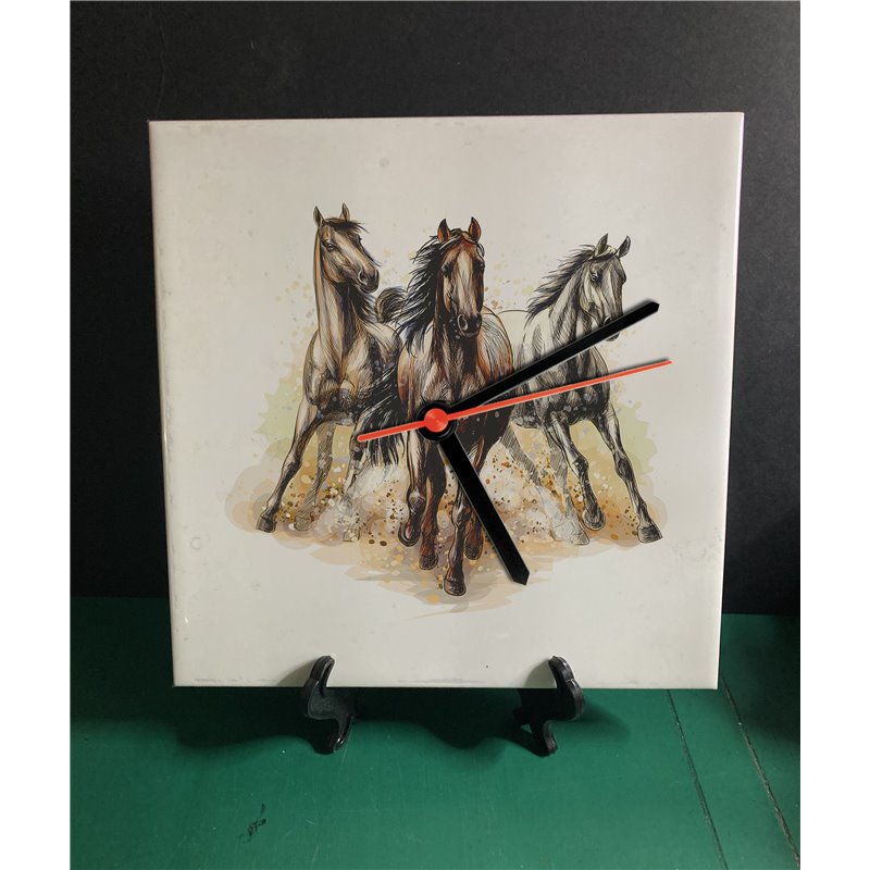 Tech 20cm Ceramic Tile Desk/Wall Clock   -  Horse (4)