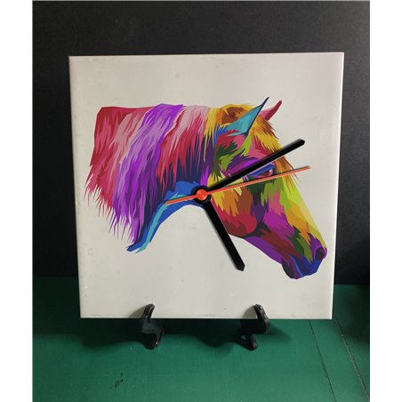Tech 20cm Ceramic Tile Desk/Wall Clock   -  Horse (5)