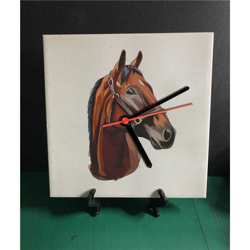 Tech 20cm Ceramic Tile Desk/Wall Clock   -  Horse (6)