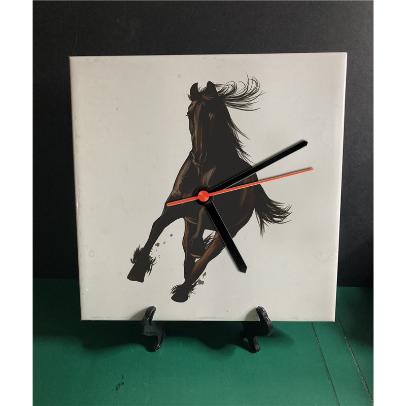 Tech 20cm Ceramic Tile Desk/Wall Clock   -  Horse (20)