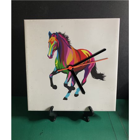 Tech 20cm Ceramic Tile Desk/Wall Clock   -  Horse (21)