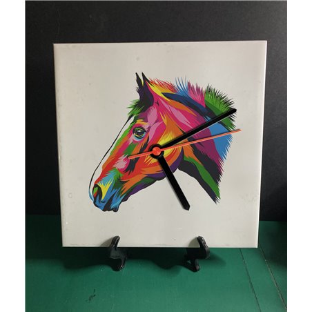Tech 20cm Ceramic Tile Desk/Wall Clock   -  Horse (22)