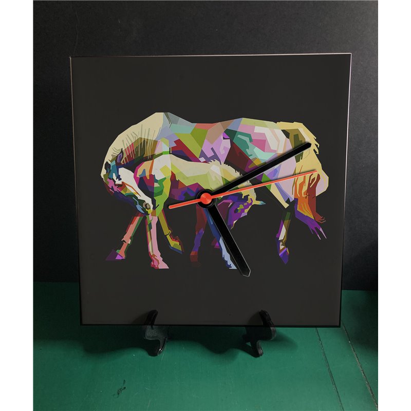 Tech 20cm Ceramic Tile Desk/Wall Clock   -  Horse (25)