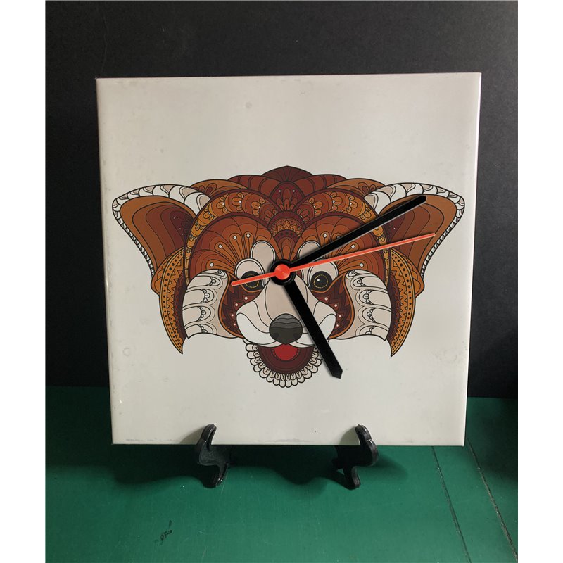Tech 20cm Ceramic Tile Desk/Wall Clock   -  Panda (2)