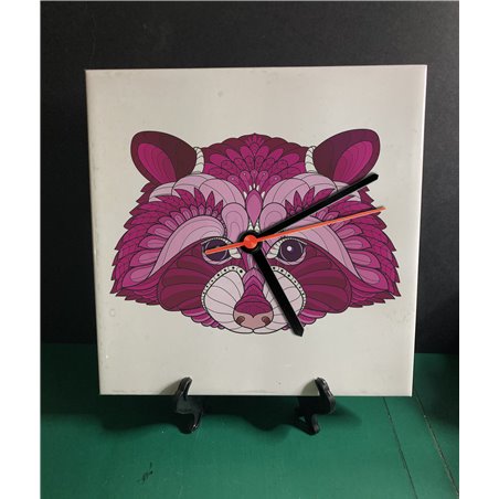 Tech 20cm Ceramic Tile Desk/Wall Clock   -  Raccoon (1)