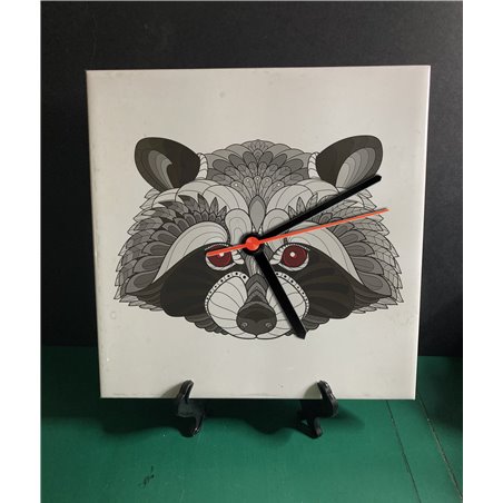 Tech 20cm Ceramic Tile Desk/Wall Clock   -  Raccoon (2)