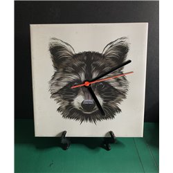 Tech 20cm Ceramic Tile Desk/Wall Clock   -  Raccoon (3)