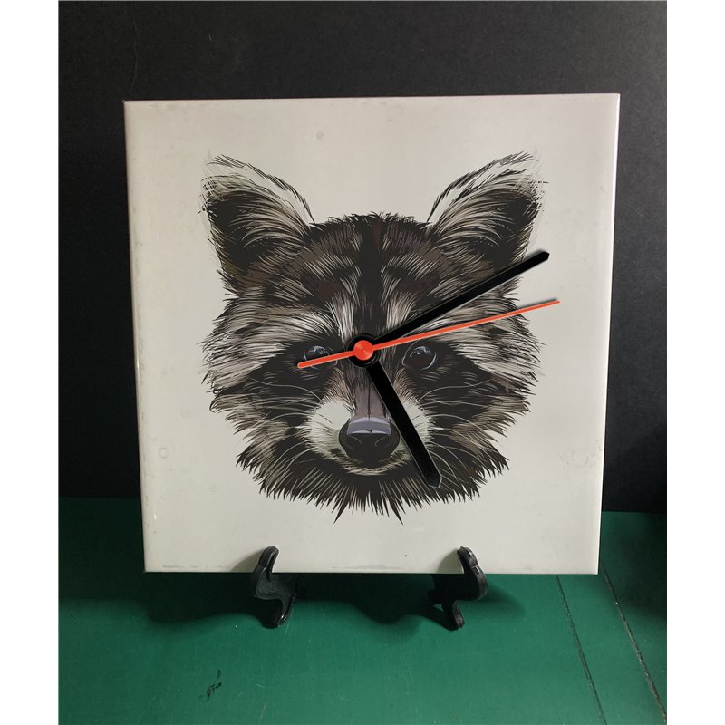 Tech 20cm Ceramic Tile Desk/Wall Clock   -  Raccoon (3)