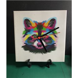 Tech 20cm Ceramic Tile Desk/Wall Clock   -  Raccoon (4)