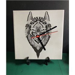 Tech 20cm Ceramic Tile Desk/Wall Clock   -  Wolf (1)