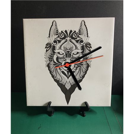 Tech 20cm Ceramic Tile Desk/Wall Clock   -  Wolf (1)