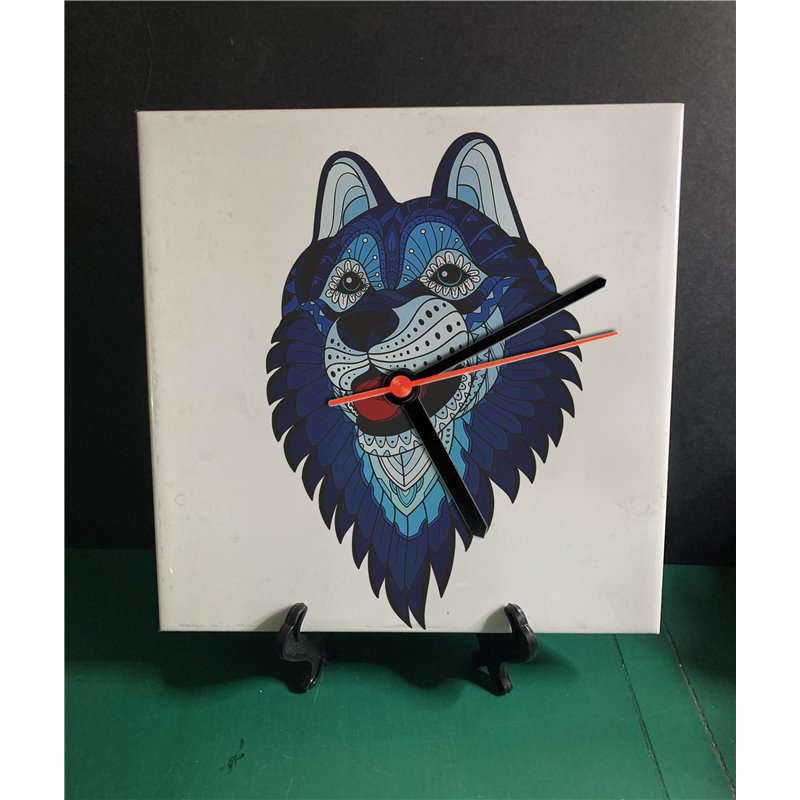 Tech 20cm Ceramic Tile Desk/Wall Clock   -  Wolf (3)