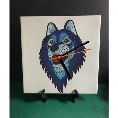 Tech 20cm Ceramic Tile Desk/Wall Clock   -  Wolf (3)