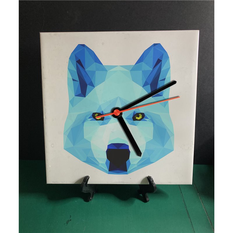 Tech 20cm Ceramic Tile Desk/Wall Clock   -  Wolf (5)