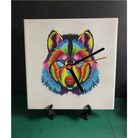 Tech 20cm Ceramic Tile Desk/Wall Clock   -  Wolf (7)
