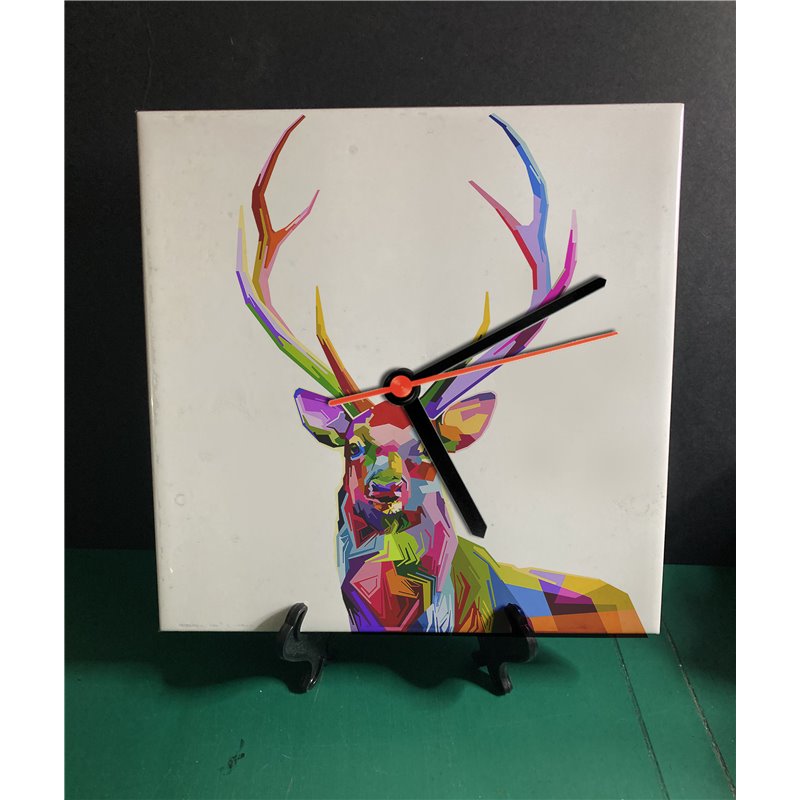 Tech 20cm Ceramic Tile Desk/Wall Clock   -  Wood ( 1)