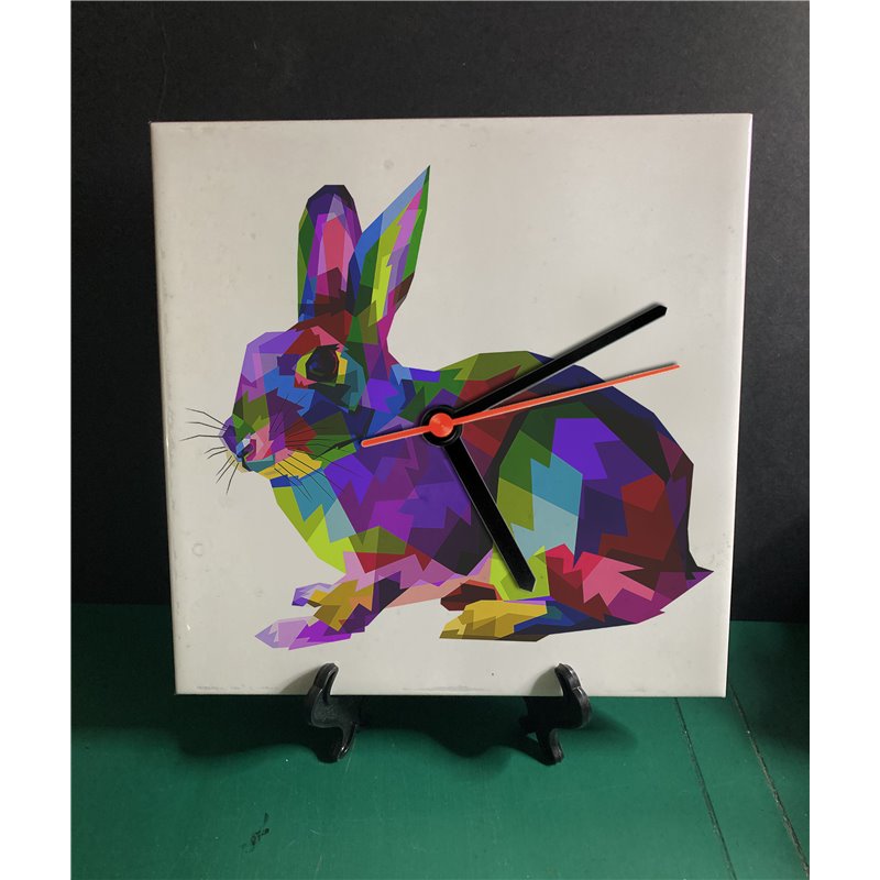 Tech 20cm Ceramic Tile Desk/Wall Clock   -  Wood ( 2)