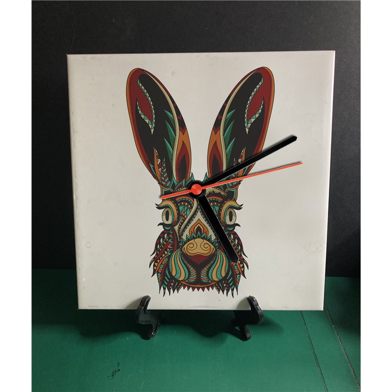 Tech 20cm Ceramic Tile Desk/Wall Clock   -  Wood ( 4)