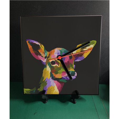 Tech 20cm Ceramic Tile Desk/Wall Clock   -  Wood ( 9)