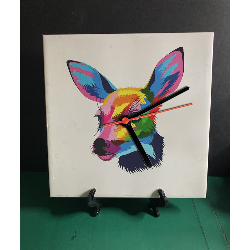 Tech 20cm Ceramic Tile Desk/Wall Clock   -  Wood ( 18)