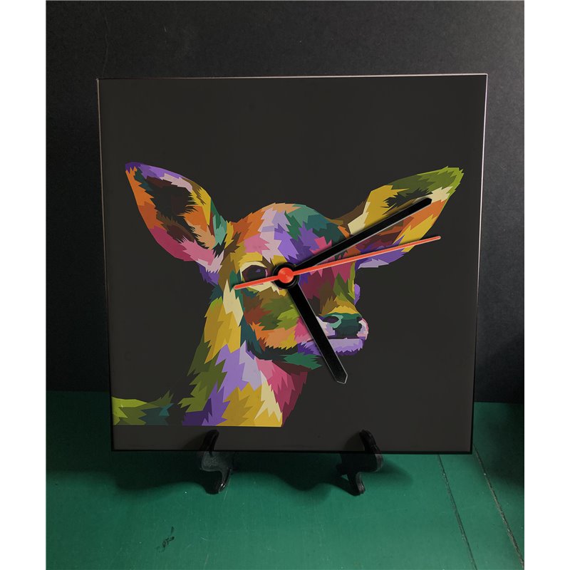 Tech 20cm Ceramic Tile Desk/Wall Clock   -  Wood ( 20)