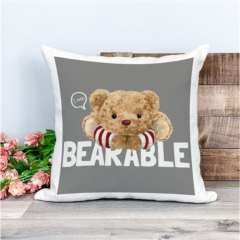 Printed Country Canvas Cushion Cover -  Tedcush32