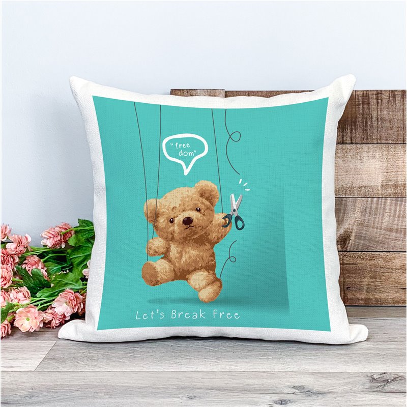 Printed Country Canvas Cushion Cover -  Tedcush40