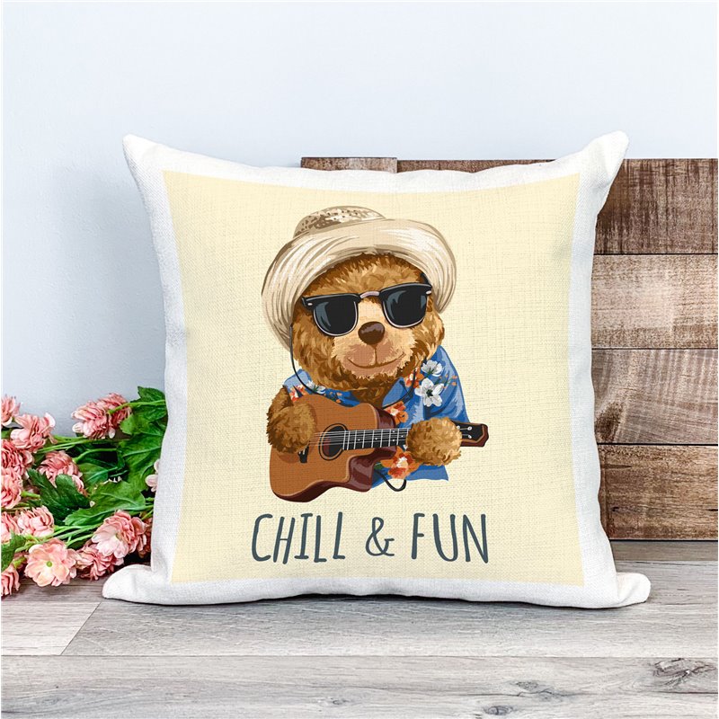 Printed Country Canvas Cushion Cover -  Tedcush49