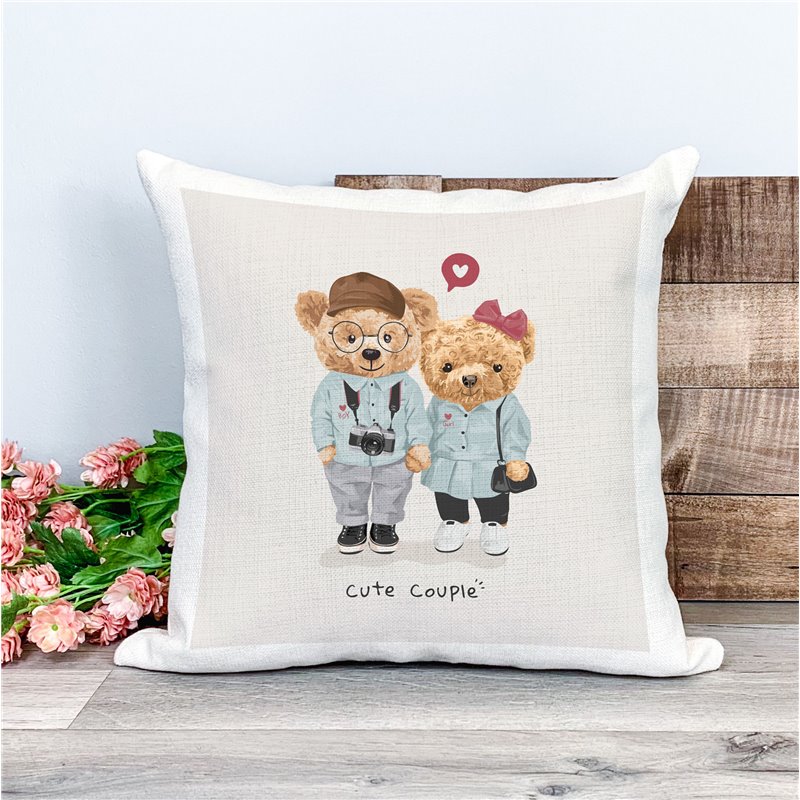 Printed Country Canvas Cushion Cover -  Tedcush77