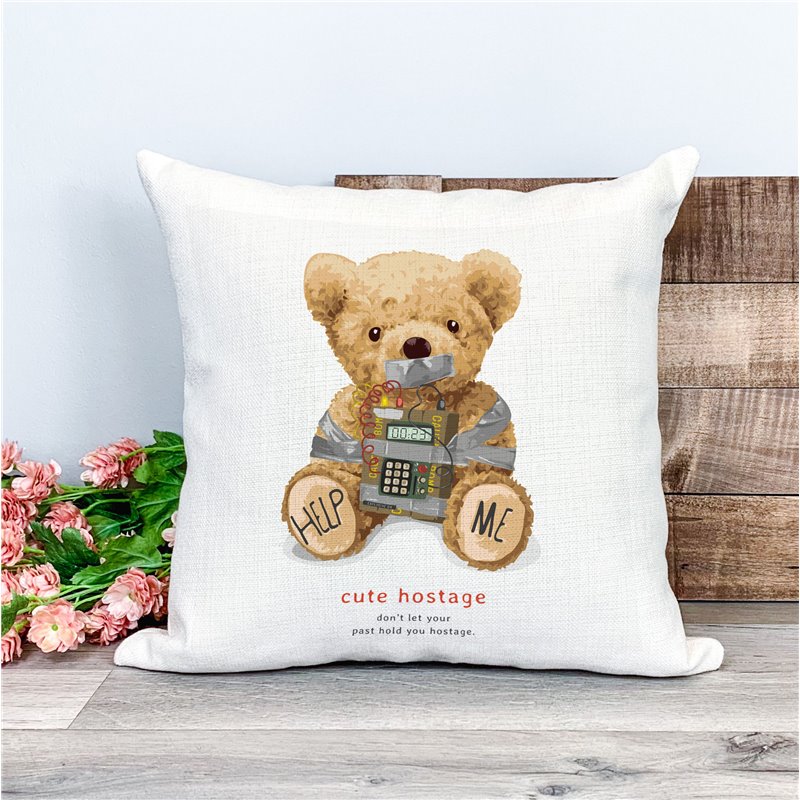 Printed Country Canvas Cushion Cover -  Tedcush79