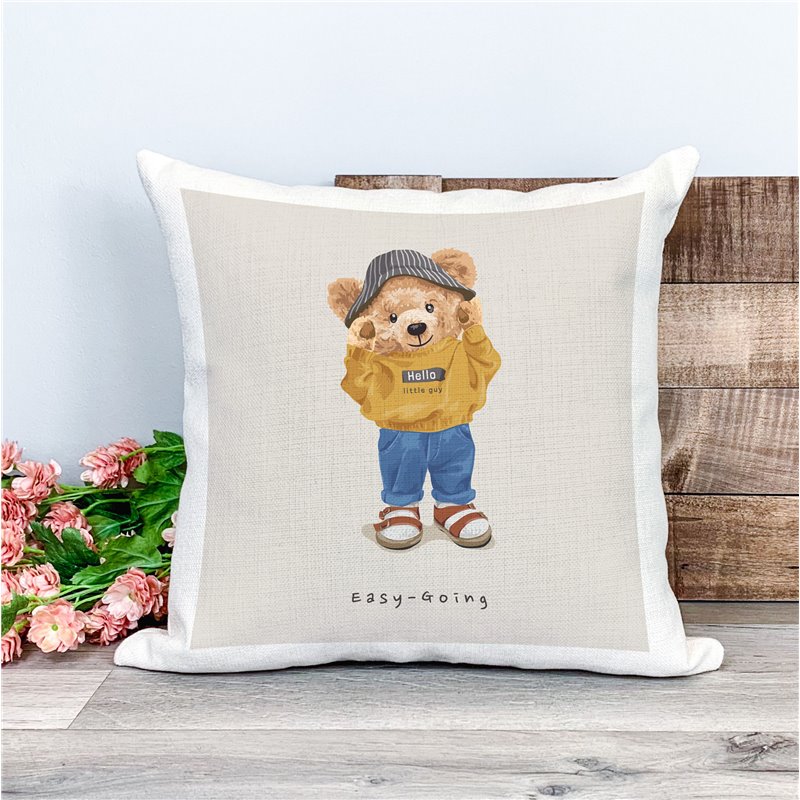 Printed Country Canvas Cushion Cover -  Tedcush90