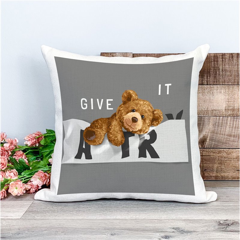 Printed Country Canvas Cushion Cover -  Tedcush110