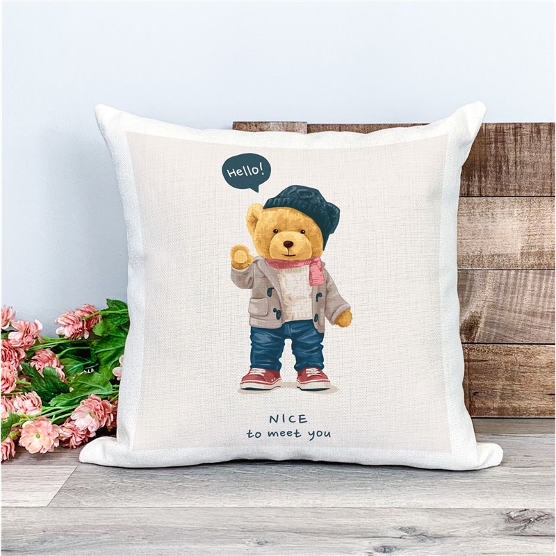 Printed Country Canvas Cushion Cover -  Tedcush120