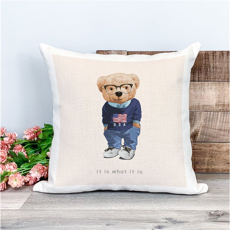 Printed Country Canvas Cushion Cover -  Tedcush127