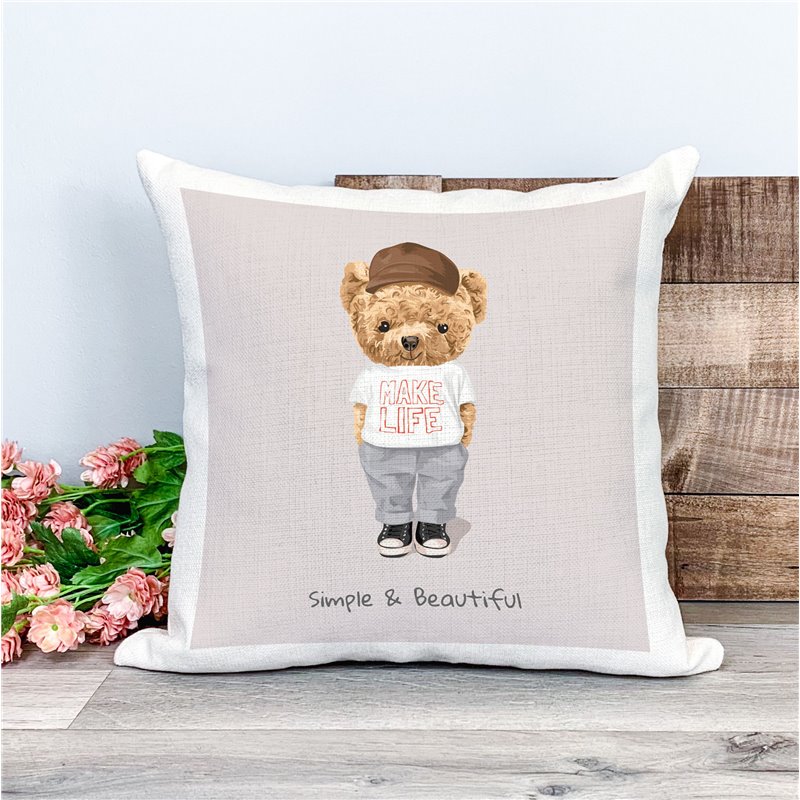 Printed Country Canvas Cushion Cover -  Tedcush184