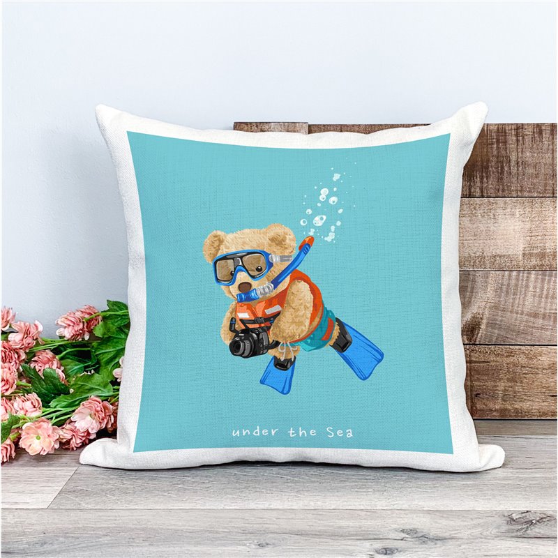 Printed Country Canvas Cushion Cover -  Tedcush223