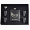 6 oz Black Hip Flask Gift Set  