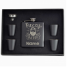 6 oz Black Hip Flask Gift Set  