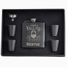 6 oz Black Hip Flask Gift Set  