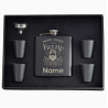 6 oz Black Hip Flask Gift Set  
