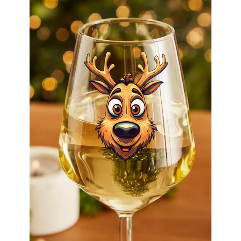 Wine Glass - Crazy Deer 12