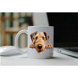 11oz mug  - peeking dog - Airedale Terrier